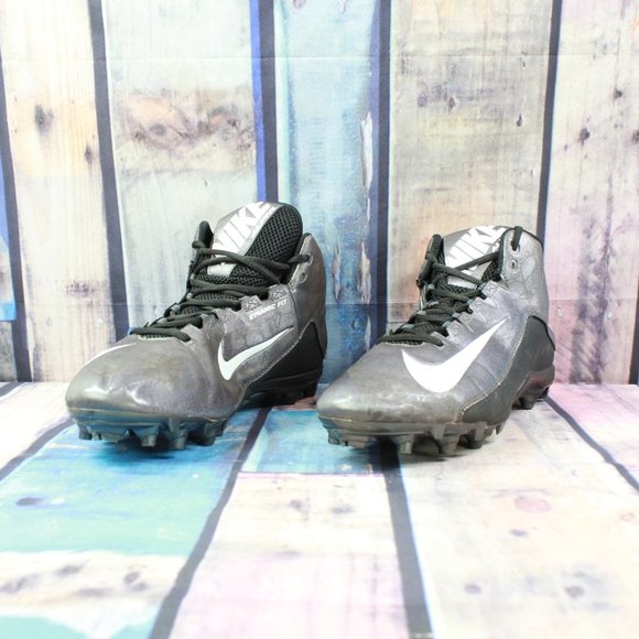 Nike Alpha Strike 2 Gray Black Leather Lace-up Football Cleats Size 14 - Picture 2 of 9